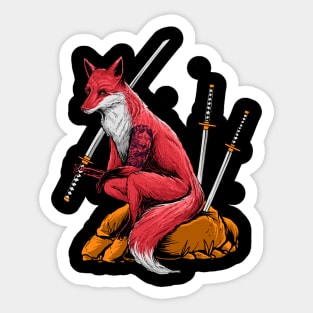 Kitsune japanese samurai fox Sticker